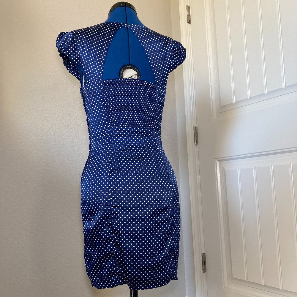 Guess Polka Dot Ruched Bodycon Dress - Size 2